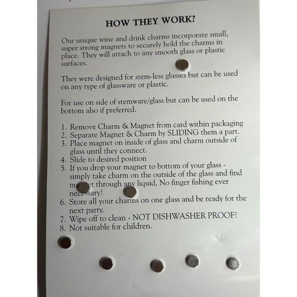 C.C. Bling New York Yankees Magnetic Wine & Drink Charms Set Of 8 New - Picture 5 of 5